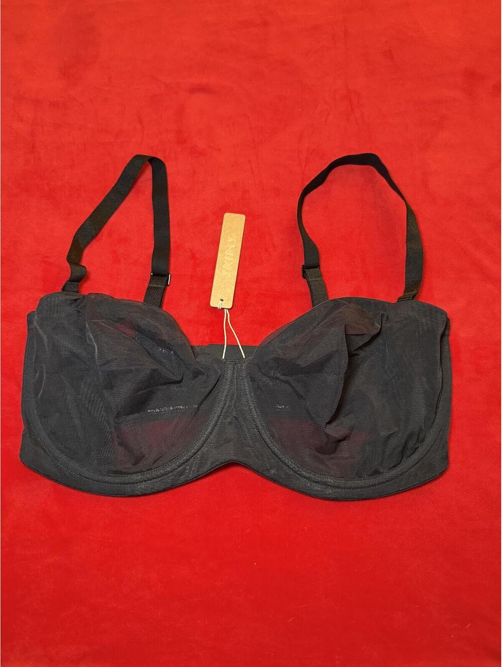 Skims Ultra Fine Mesh Strapless Bra Color ONYX Size 34DDDD